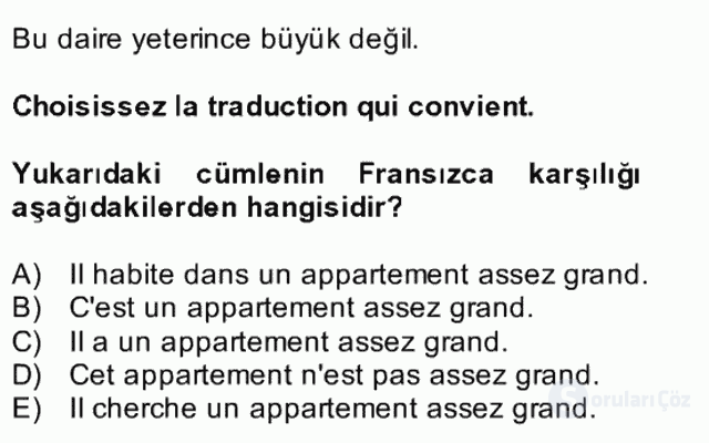 Fransızca II Bütünleme 3. Soru