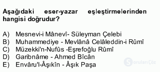 Türk İslâm Edebiyatı Bütünleme 1. Soru