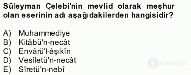 Türk İslâm Edebiyatı Bütünleme 8. Soru