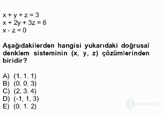 Genel Matematik Bütünleme 4. Soru