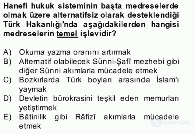 İlk Müslüman Türk Devletleri Bütünleme 18. Soru