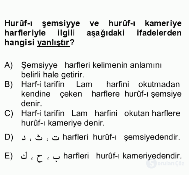 Osmanlı Türkçesi II Bütünleme 17. Soru
