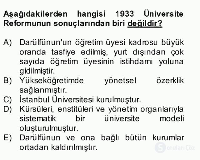 Türk Eğitim Tarihi Bütünleme 24. Soru