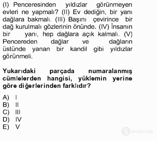 Türkçe Cümle Bilgisi II Bütünleme 3. Soru