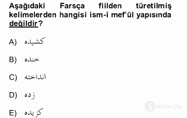 Osmanlı Türkçesi Grameri II Bütünleme 11. Soru