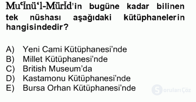 XIV-XV. Yüzyıllar Türk Dili Bütünleme 2. Soru