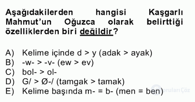 XIV-XV. Yüzyıllar Türk Dili Bütünleme 6. Soru