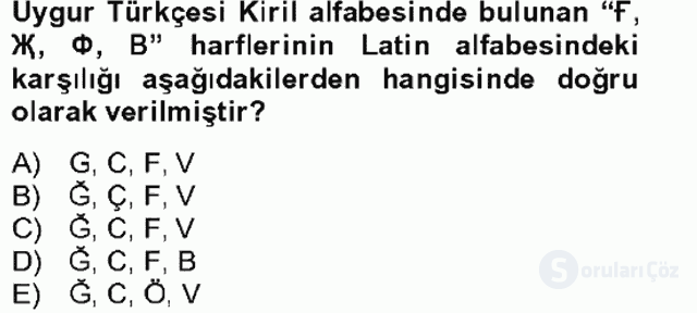 Çağdaş Türk Yazı Dilleri II Bütünleme 12. Soru