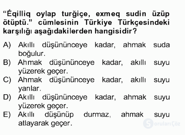 Çağdaş Türk Yazı Dilleri II Bütünleme 14. Soru