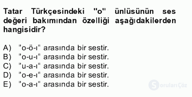 Çağdaş Türk Yazı Dilleri II Bütünleme 17. Soru