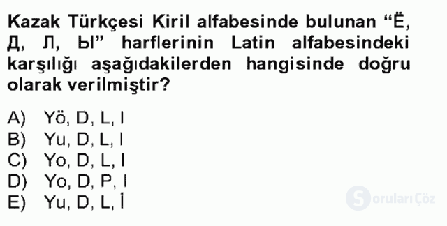 Çağdaş Türk Yazı Dilleri II Bütünleme 24. Soru