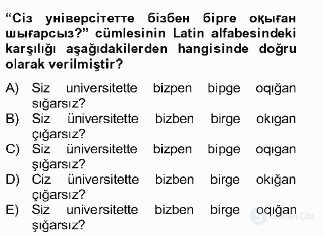 Çağdaş Türk Yazı Dilleri II Bütünleme 26. Soru