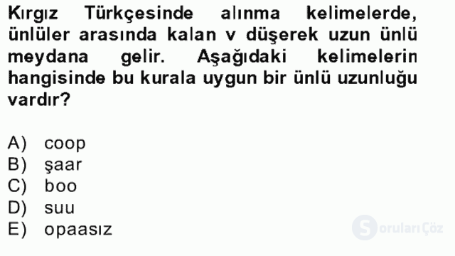 Çağdaş Türk Yazı Dilleri II Bütünleme 4. Soru