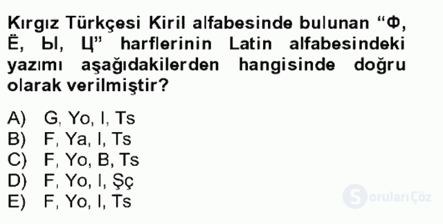 Çağdaş Türk Yazı Dilleri II Bütünleme 5. Soru