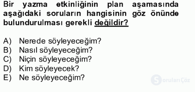 Türkçe Yazılı Anlatım Bütünleme 3. Soru