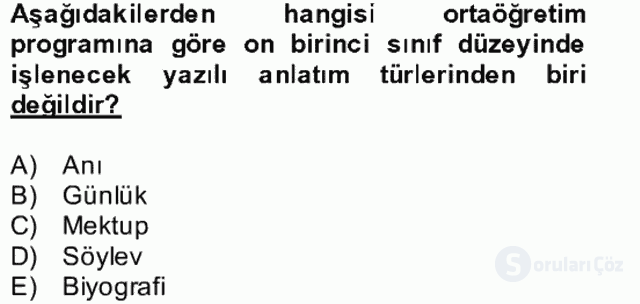 Türkçe Yazılı Anlatım Bütünleme 30. Soru