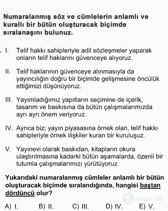 DGS Türkçe 2012 22. Soru