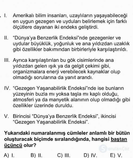 DGS Türkçe 2012 25. Soru