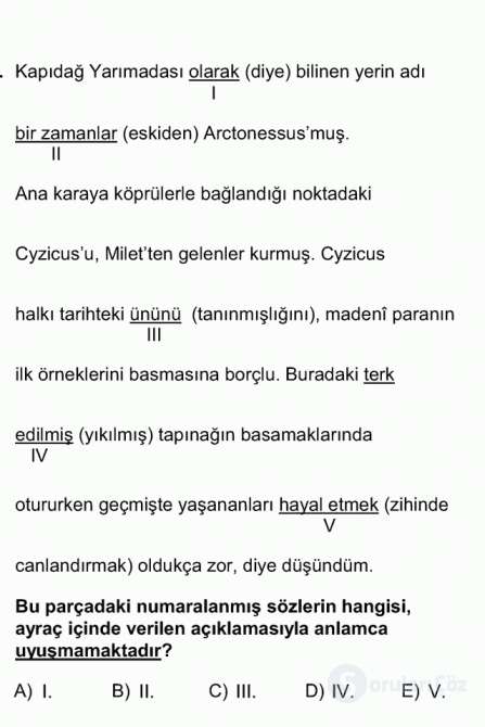 DGS Türkçe 2012 28. Soru