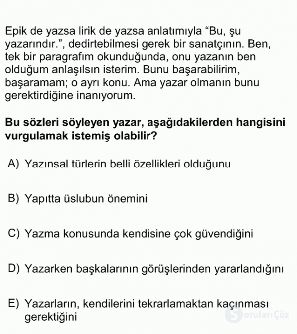 DGS Türkçe 2012 49. Soru