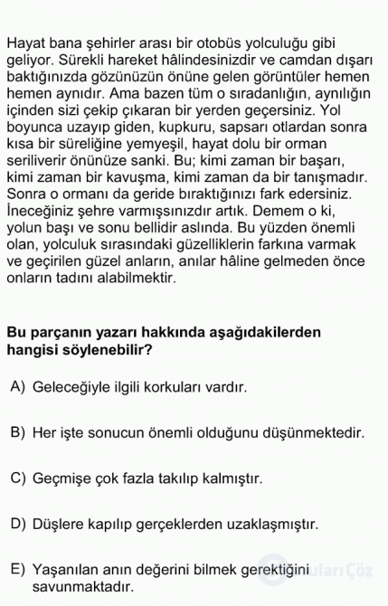 DGS Türkçe 2012 65. Soru