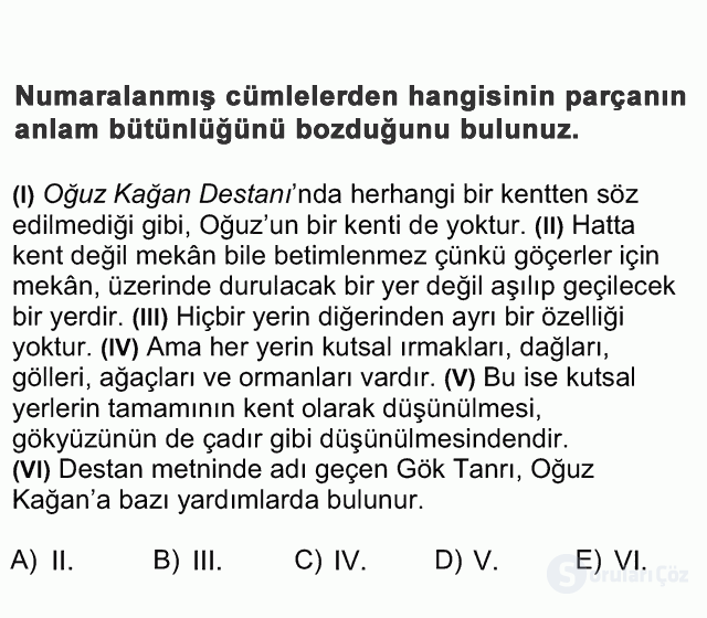 DGS Türkçe 2012 7. Soru