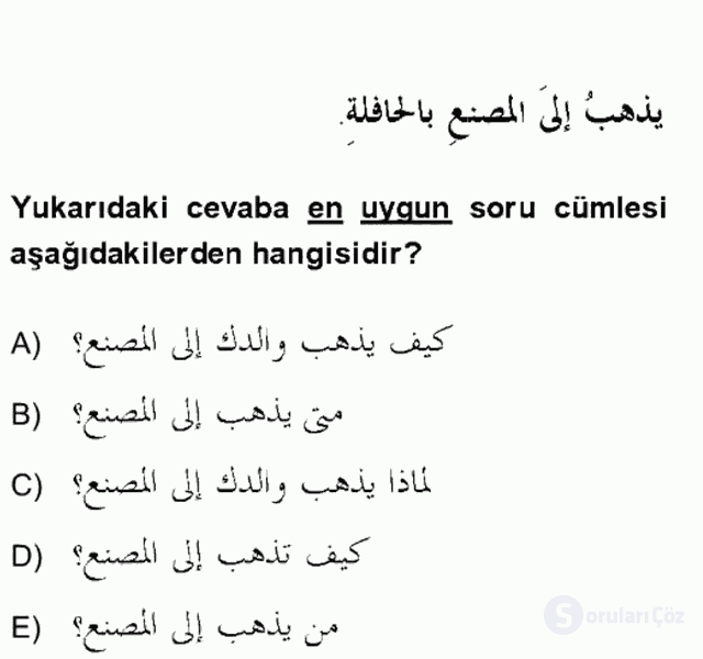 Arapça II Bütünleme 12. Soru