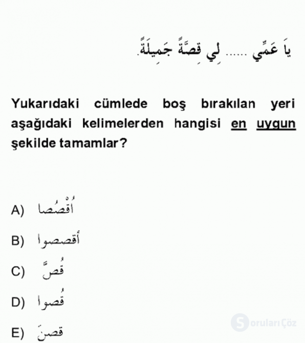 Arapça II Bütünleme 5. Soru