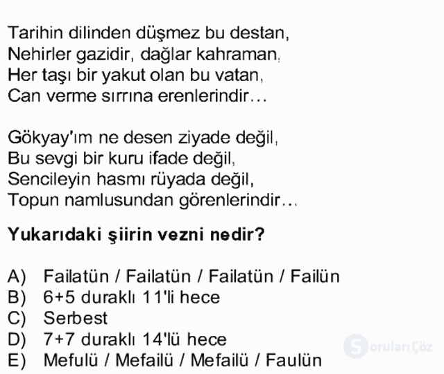Yeni Türk Edebiyatına Giriş II Bütünleme 11. Soru