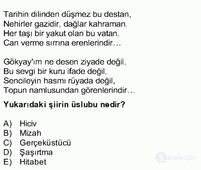 Yeni Türk Edebiyatına Giriş II Bütünleme 12. Soru