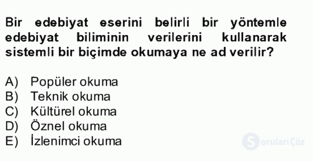 Yeni Türk Edebiyatına Giriş II Bütünleme 18. Soru