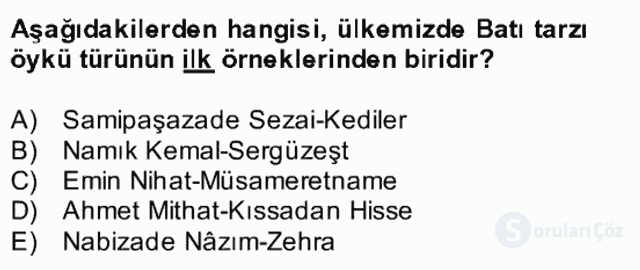 Yeni Türk Edebiyatına Giriş II Bütünleme 2. Soru