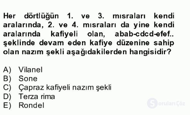 Yeni Türk Edebiyatına Giriş II Bütünleme 23. Soru