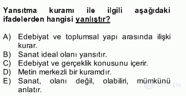Yeni Türk Edebiyatına Giriş II Bütünleme 24. Soru