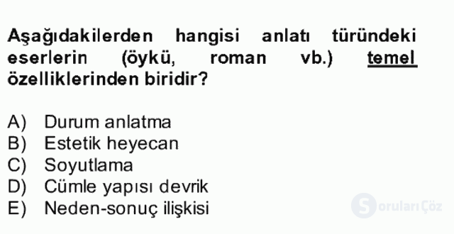 Yeni Türk Edebiyatına Giriş II Bütünleme 26. Soru