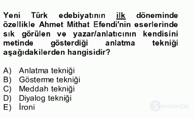 Yeni Türk Edebiyatına Giriş II Bütünleme 5. Soru