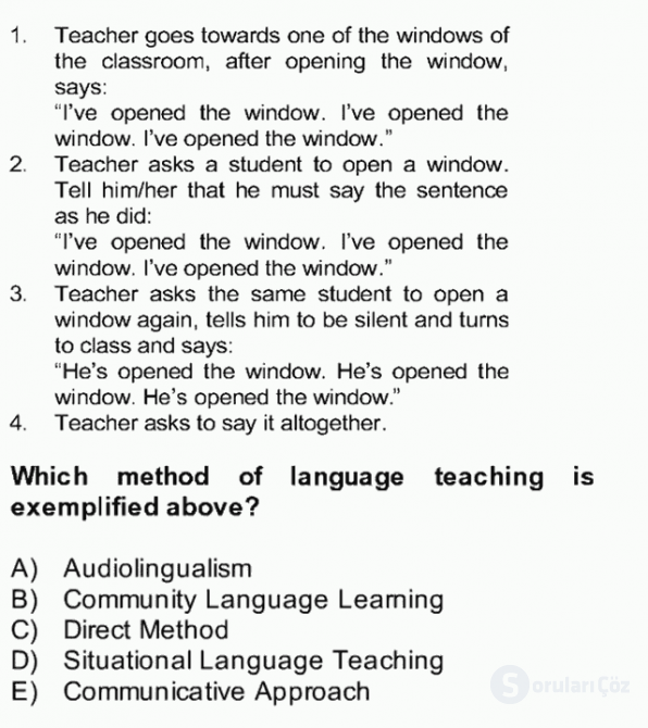 Dilbilgisi Öğretimi Bütünleme 23. Soru