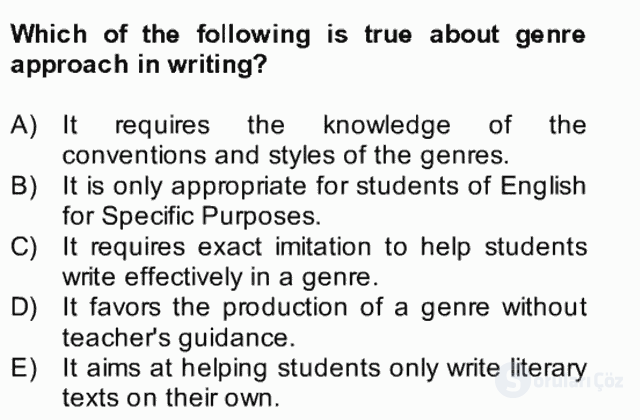 Konuşma ve Yazma Öğretimi Bütünleme 6. Soru