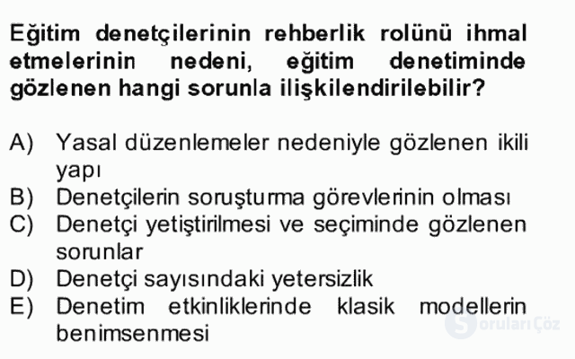 Türk Eğitim Sistemi ve Okul Yönetimi Bütünleme 30. Soru