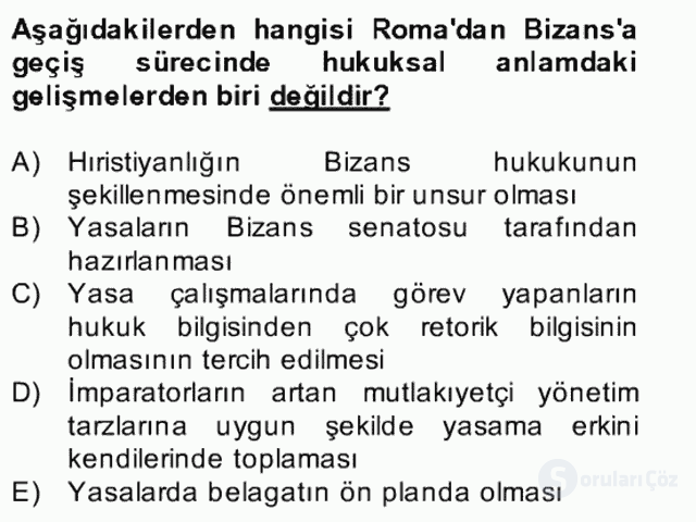 Bizans Tarihi Bütünleme 19. Soru