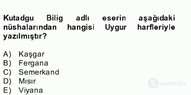 Uygur Türkçesi Bütünleme 3. Soru