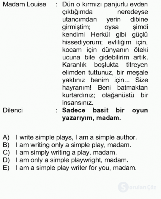 Çeviri (TÜRK/İNG) Final 20. Soru