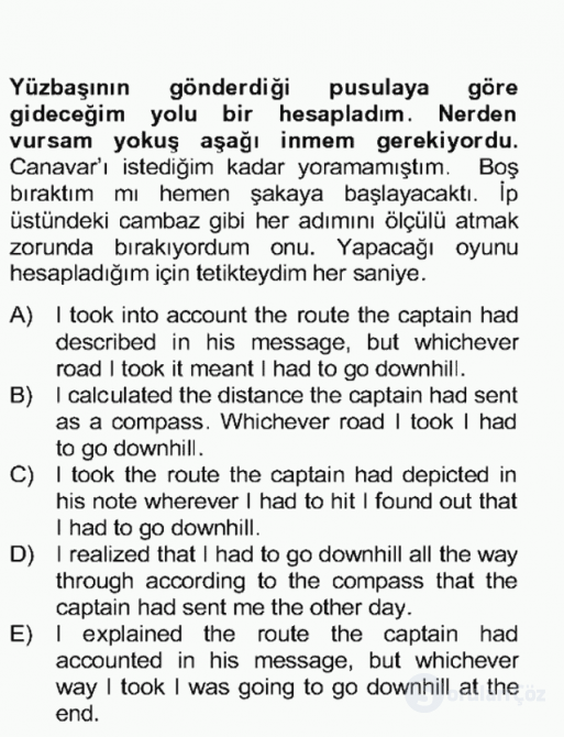Çeviri (TÜRK/İNG) Final 21. Soru