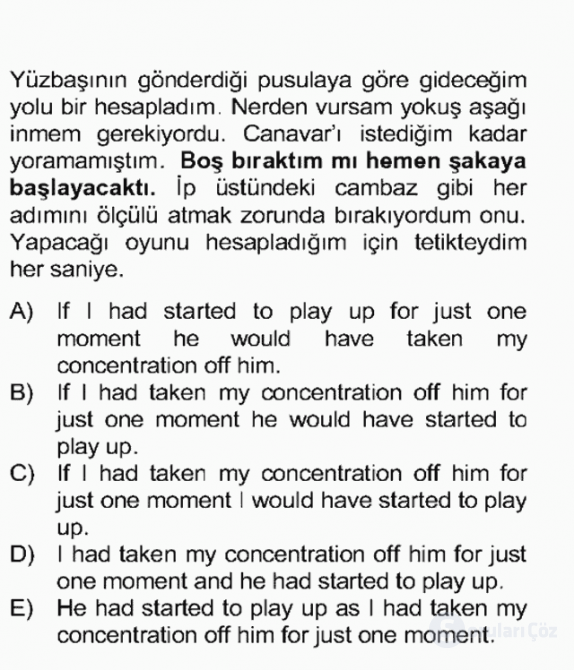 Çeviri (TÜRK/İNG) Final 23. Soru