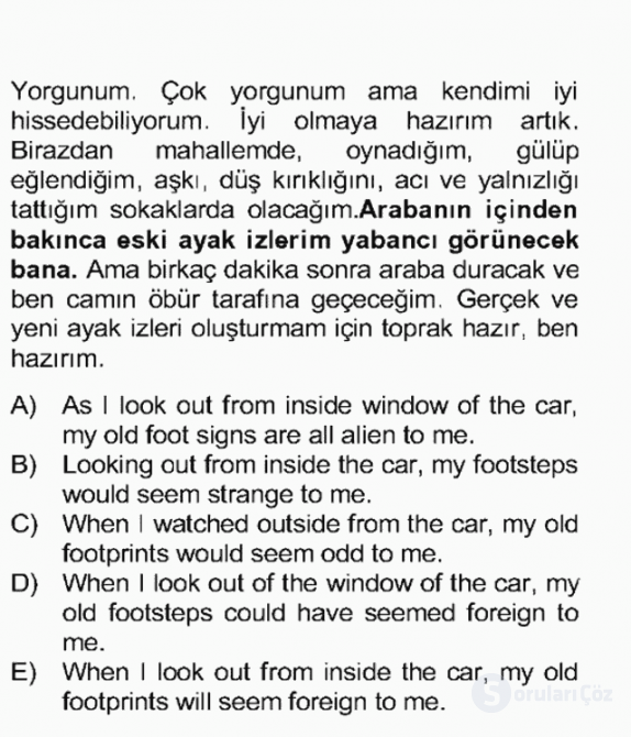 Çeviri (TÜRK/İNG) Final 3. Soru