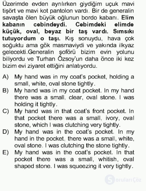 Çeviri (TÜRK/İNG) Final 8. Soru