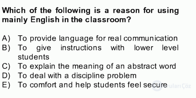 Çocuklara Yabancı Dil Öğretimi II Final 34. Soru