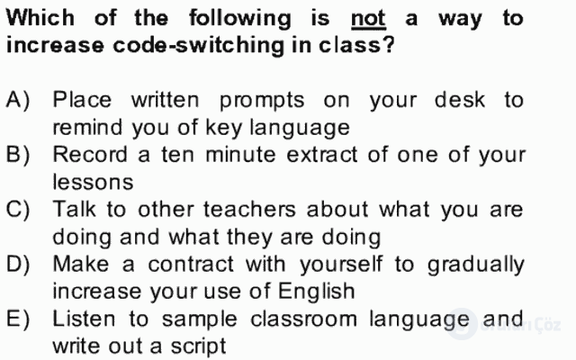 Çocuklara Yabancı Dil Öğretimi II Final 35. Soru