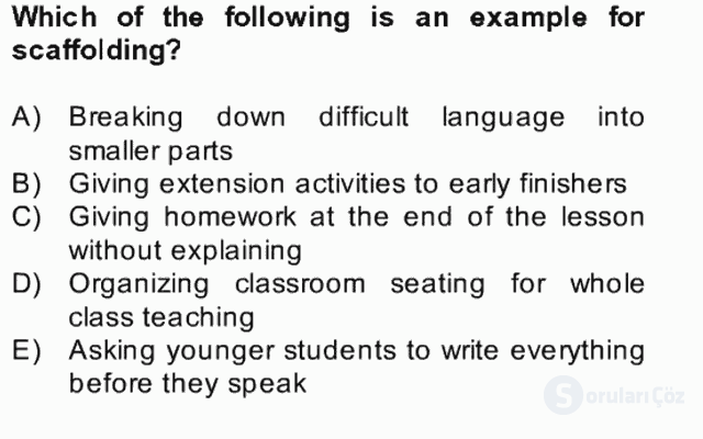 Çocuklara Yabancı Dil Öğretimi II Final 9. Soru