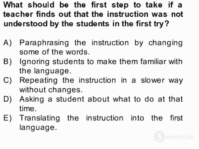 Dilbilgisi Öğretimi Final 8. Soru